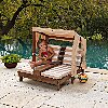 Kid's Patio Furniture - Wooden Outdoor Double Chaise Lounge with Cup Holders